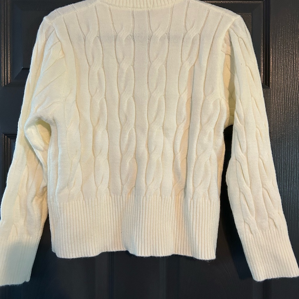 Ralph Lauren Outlet Cream Cable Knit Cardigan - Picture 6 of 7